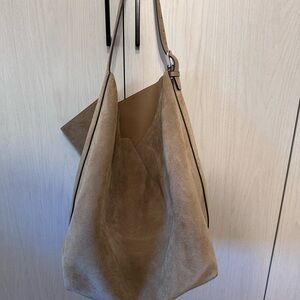 Toteme Tan Suede Hobo Bag